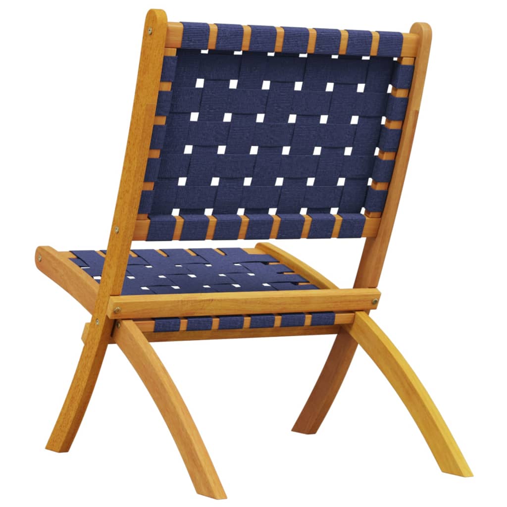 vidaXL Folding Garden Chairs 2 pcs Dark Blue Solid Wood Acacia and Fabric