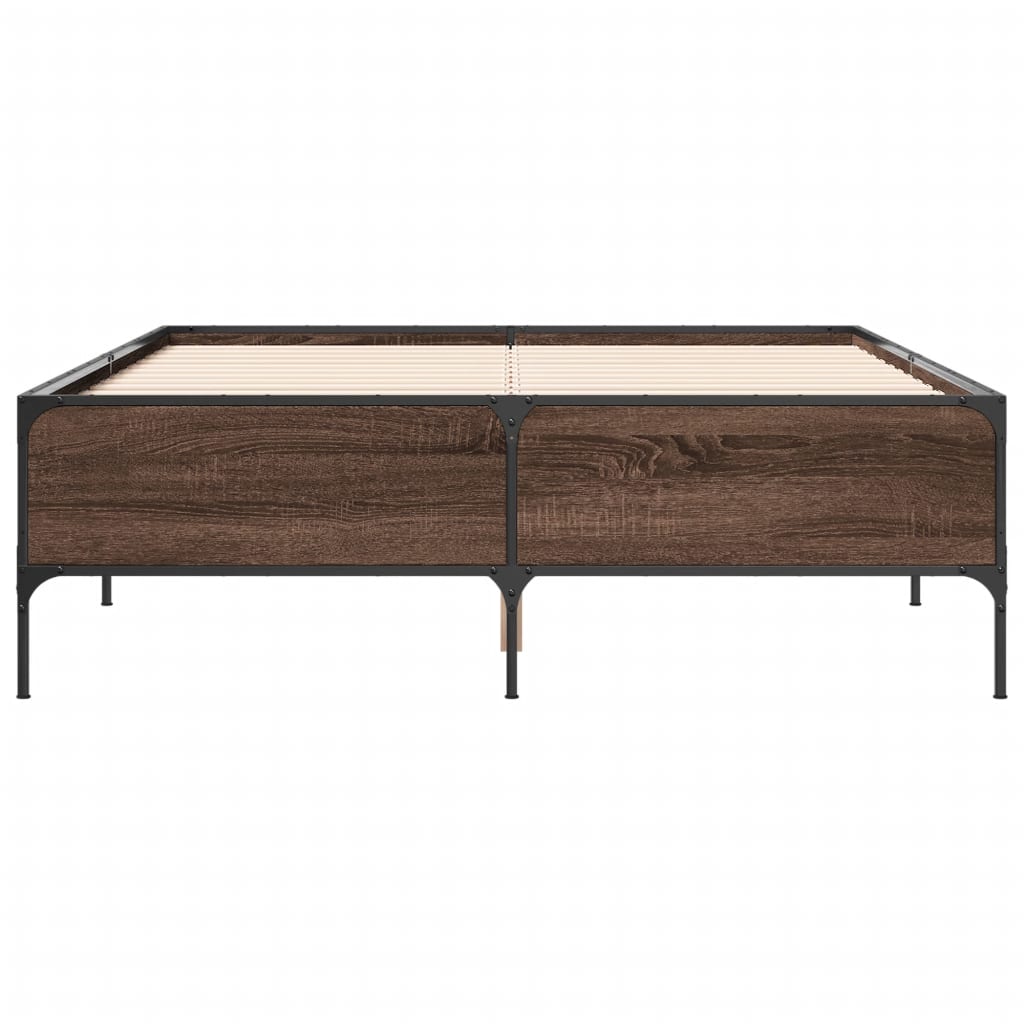 vidaXL Bed Frame without Mattress Brown Oak 150x200 cm King Size