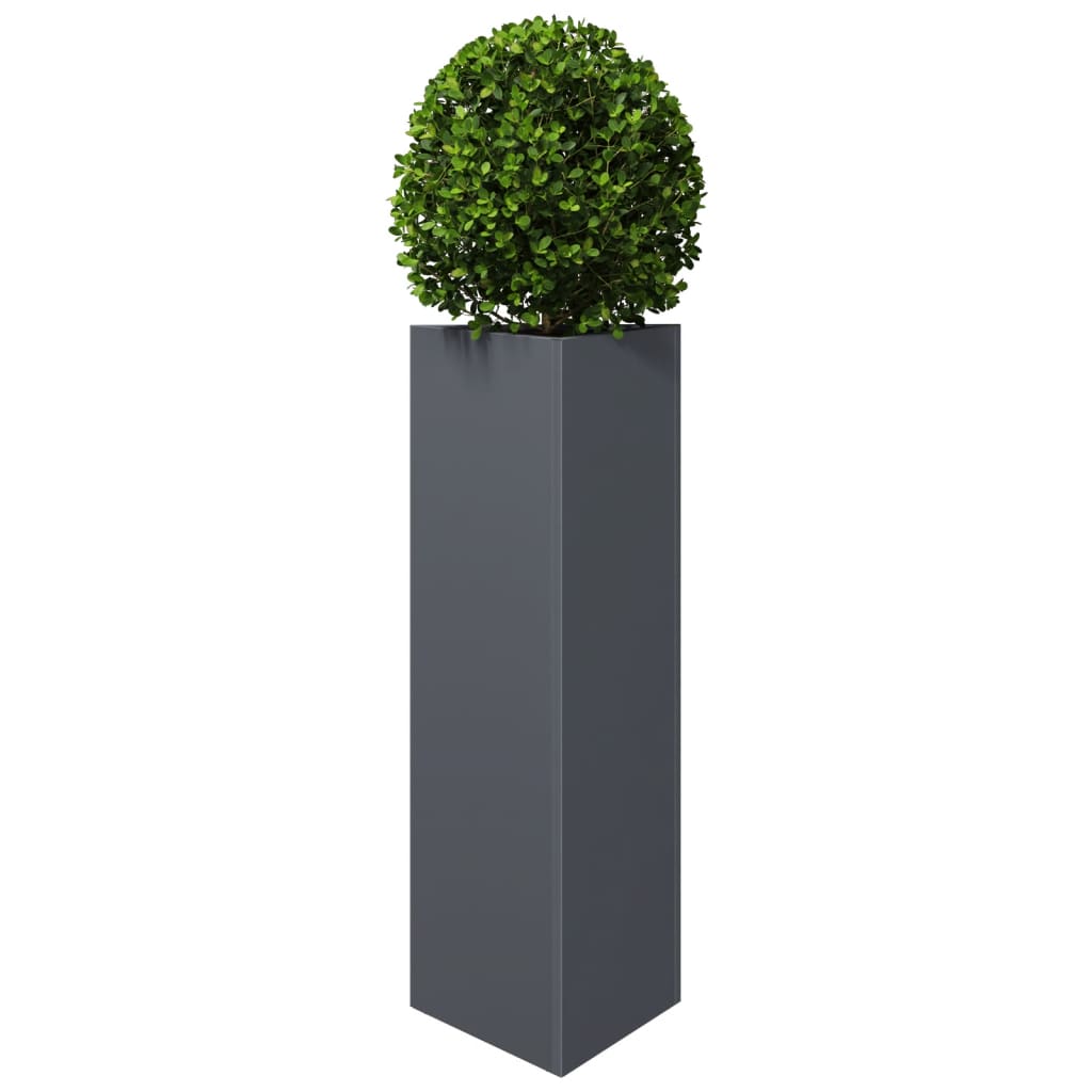 vidaXL Garden Planter Anthracite Triangular 30x26x75 cm Steel