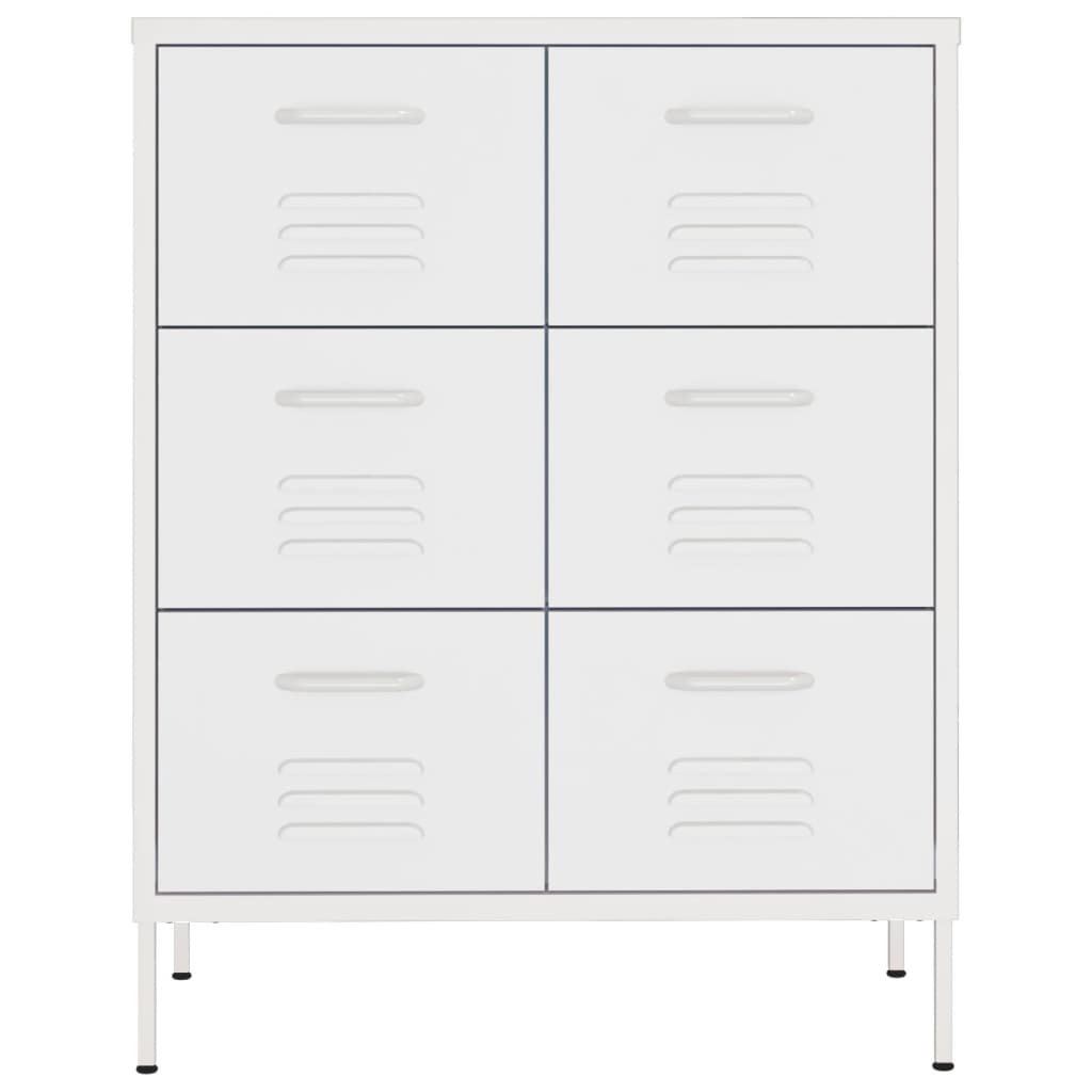 vidaXL Drawer Cabinet White 80x35x101.5 cm Steel