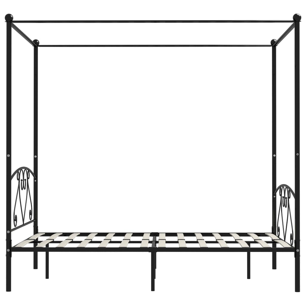 vidaXL Bed Frame without Mattress with Canopy Black 160x200 cm Metal