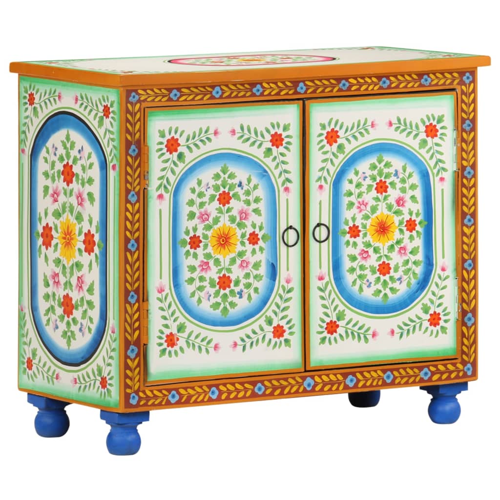 vidaXL Hand Painted Sideboard 70x35x60 cm Solid Mango Wood