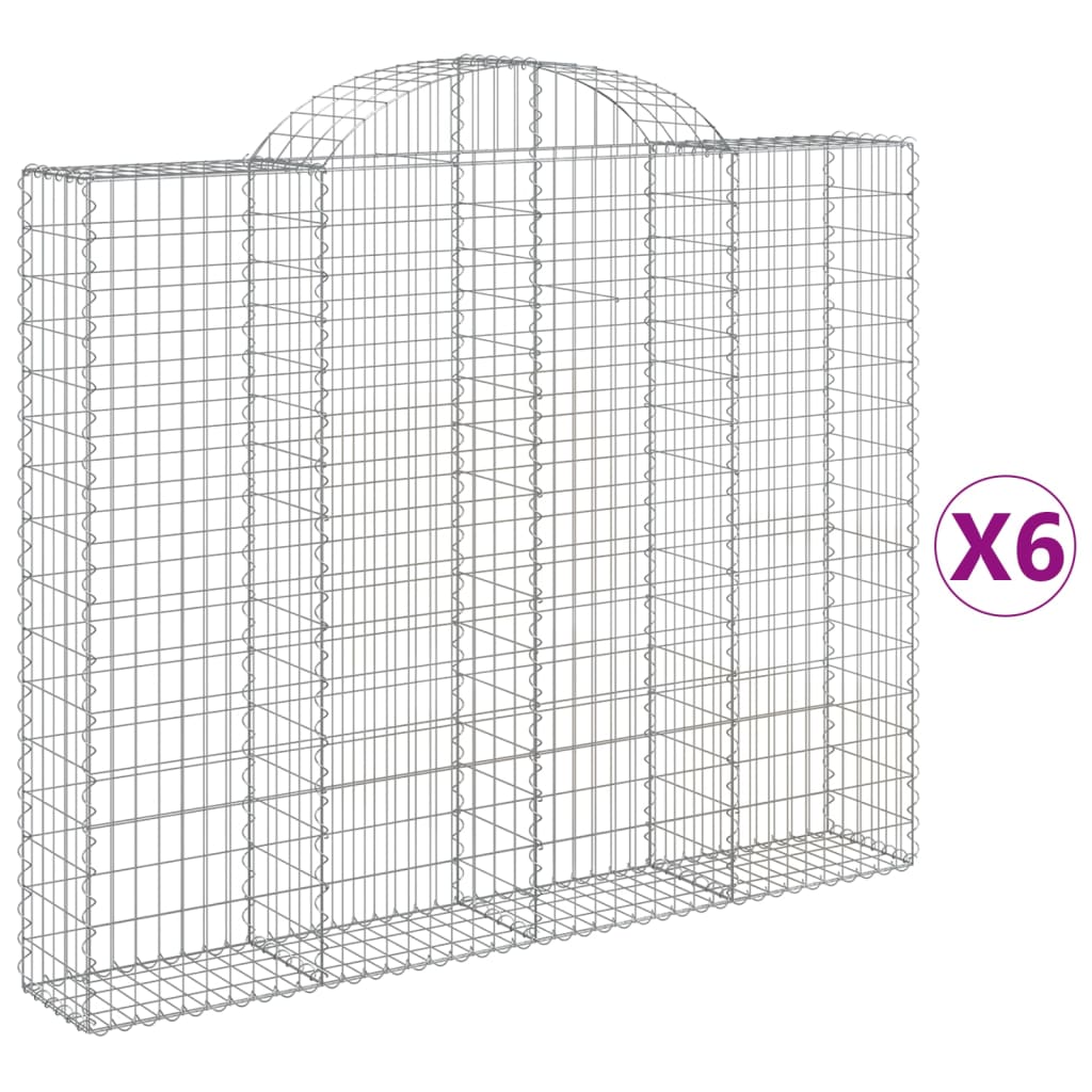 vidaXL Arched Gabion Baskets 6 pcs 200x30x160/180 cm Galvanised Iron