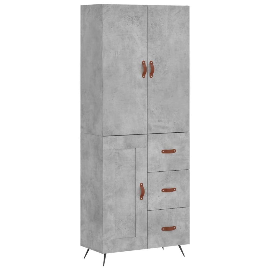 vidaXL Highboard Concrete Grey 69.5x34x180 cm Engineered Wood