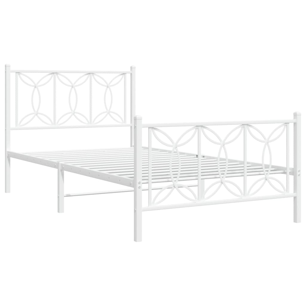 vidaXL Metal Bed Frame without Mattress with Footboard White 100x200 cm