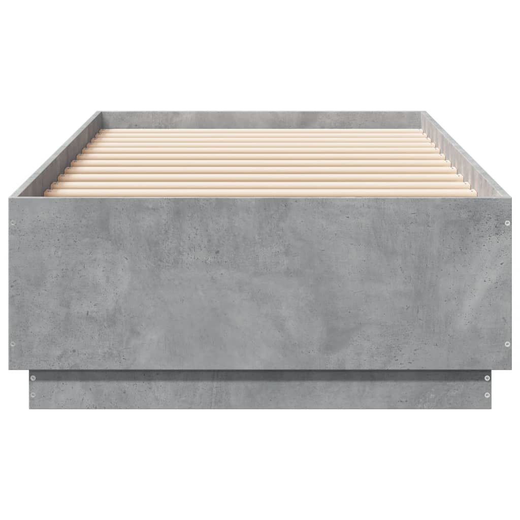 vidaXL Bed Frame with LED without Mattress Concrete Grey 90x200 cm