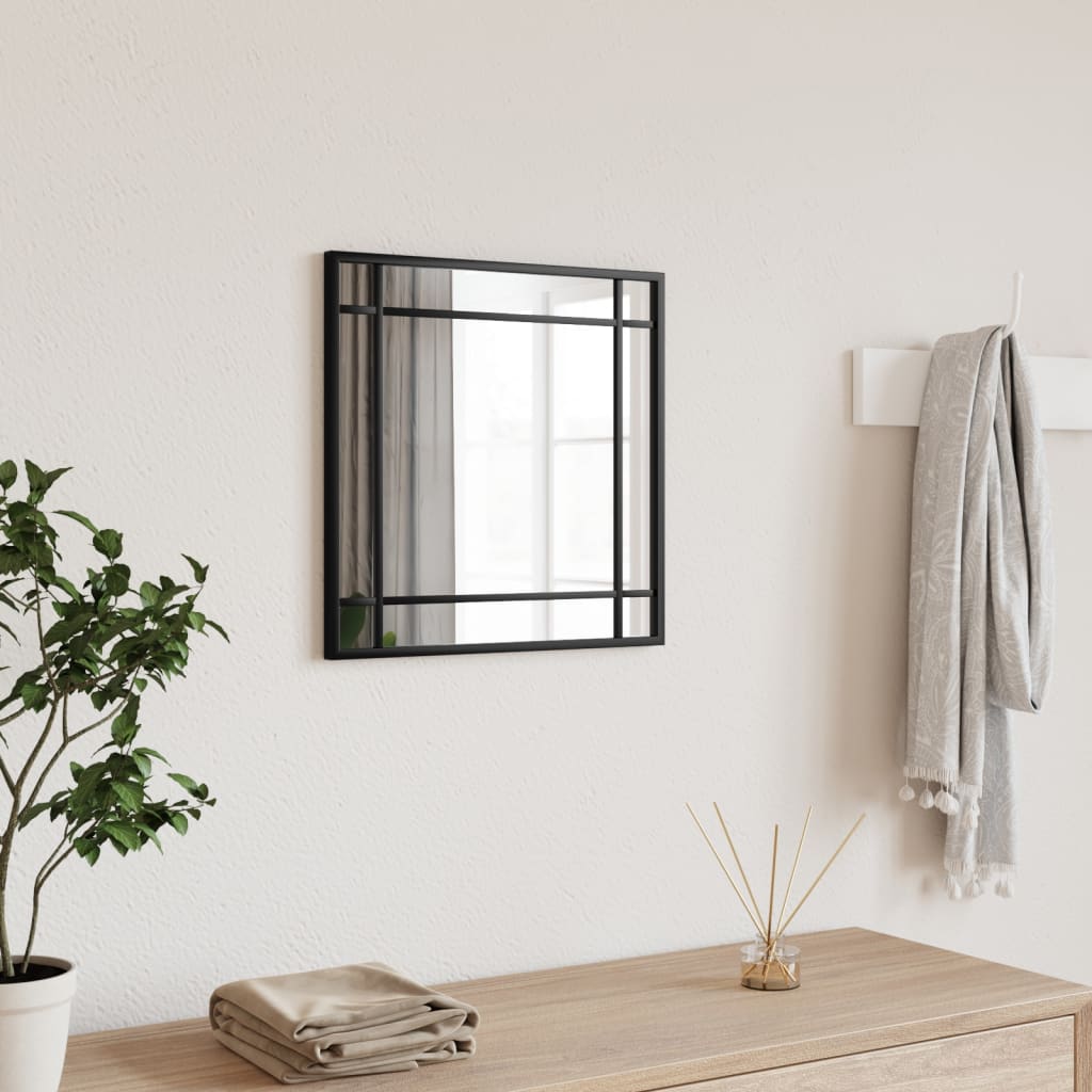 vidaXL Wall Mirror Black 40x40 cm Square Iron