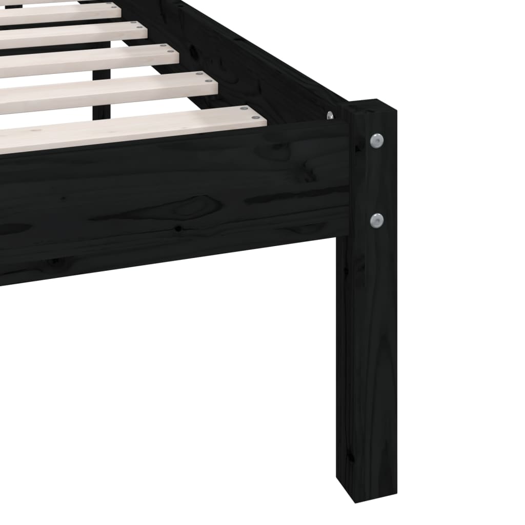 vidaXL Bed Frame without Mattress Black Solid Wood Small Single