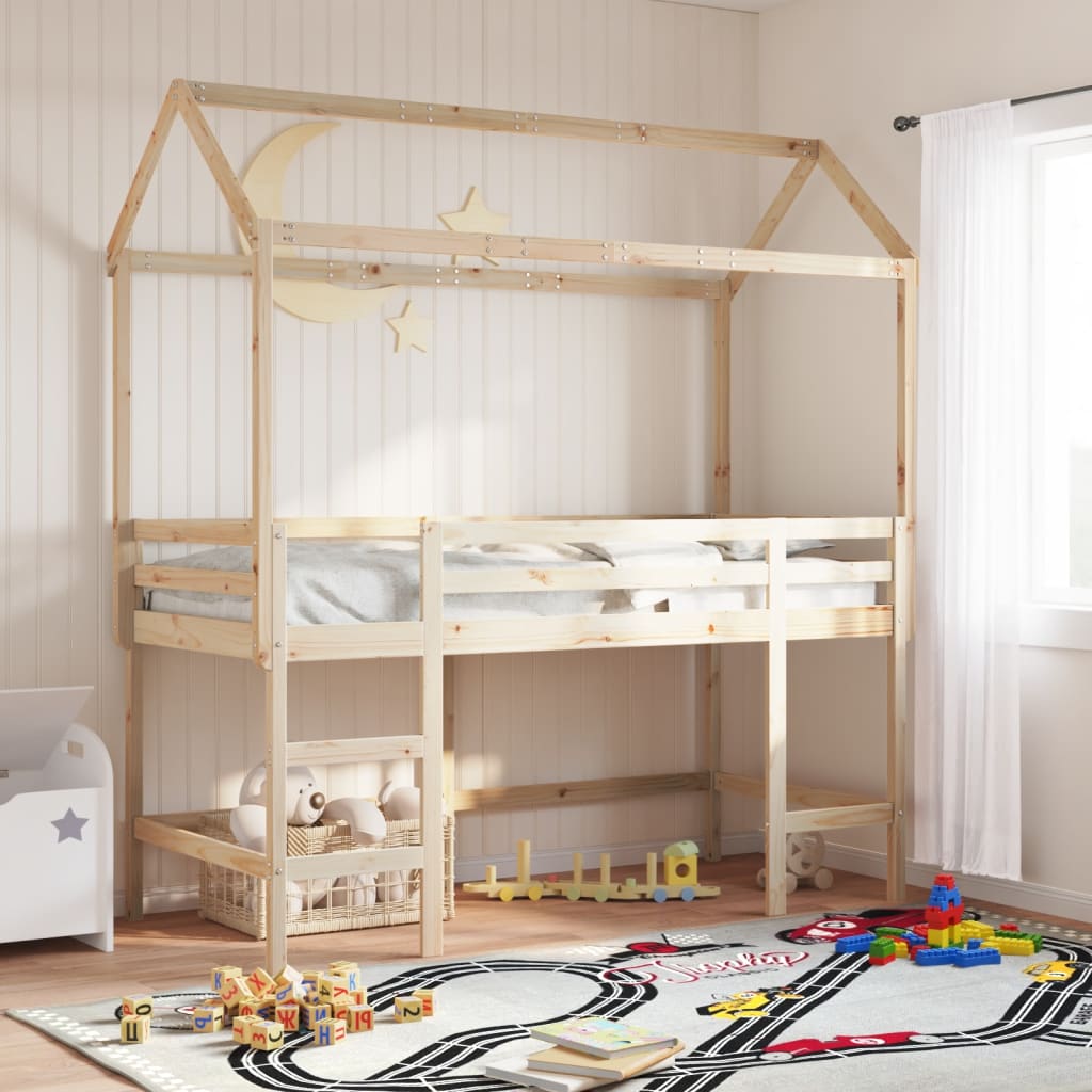 vidaXL Loft Bed with Ladder and Roof without Mattress 80x200 cm