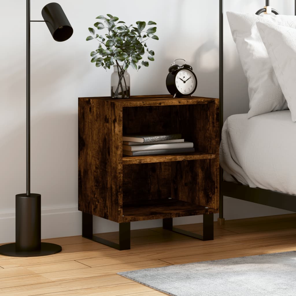 vidaXL Bedside Cabinet Smoked Oak 40x30x50 cm Engineered Wood