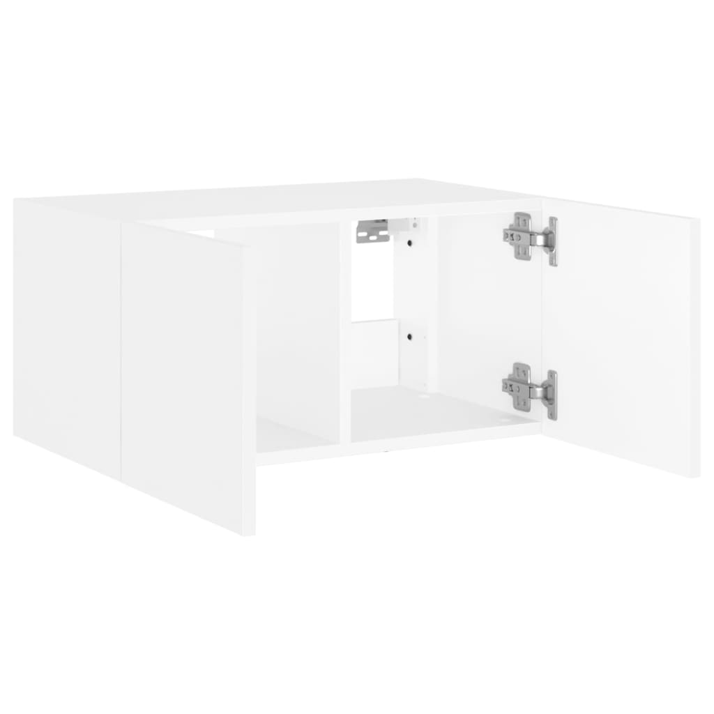 vidaXL TV Wall Cabinet with LED Lights White 60x35x31 cm