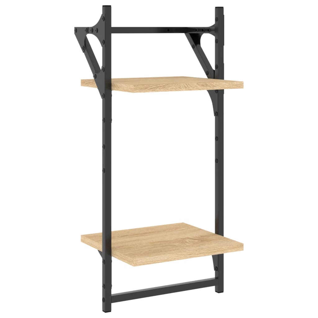 vidaXL 6 Piece Wall Shelf Set with Bars Sonoma Oak Engineered Wood