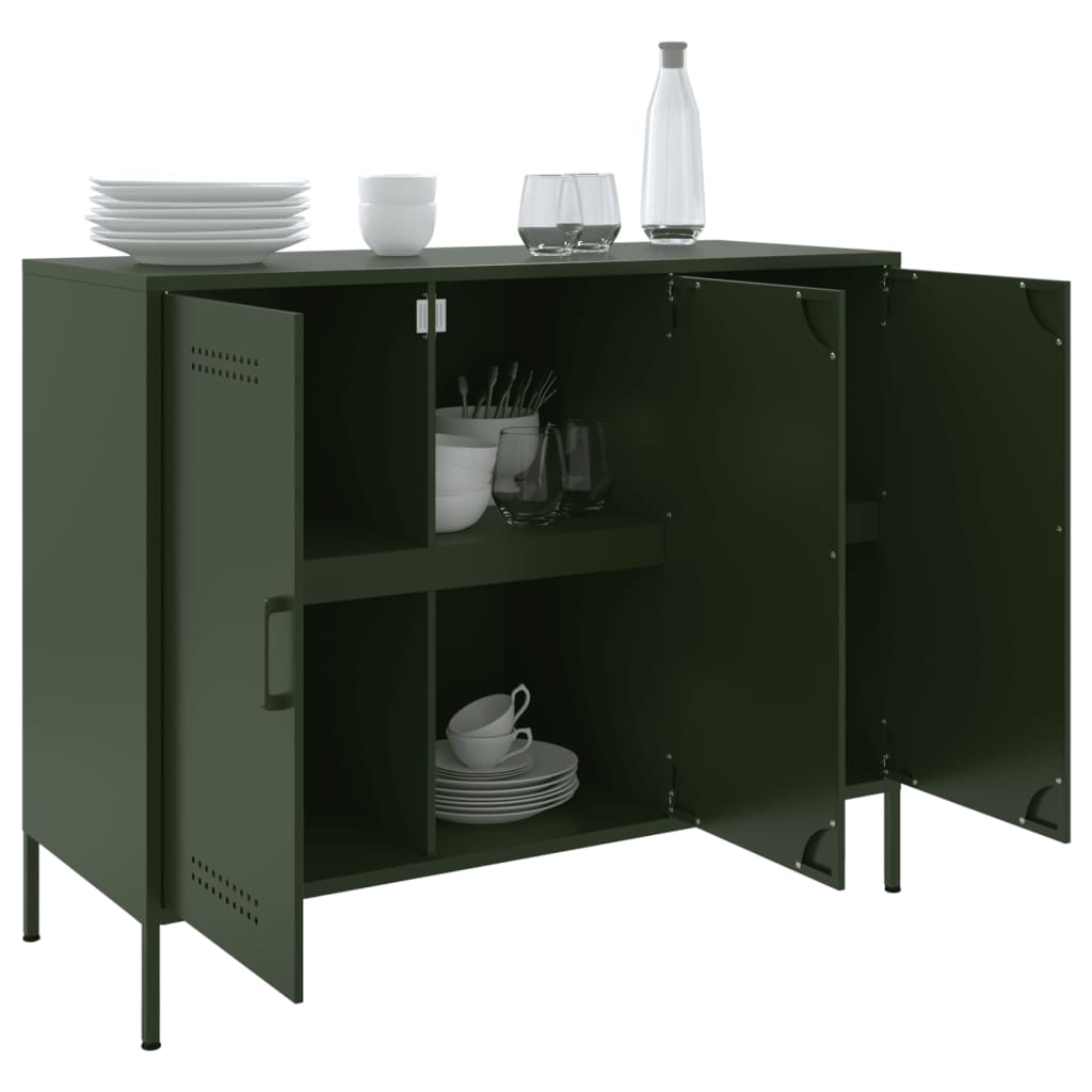 vidaXL Sideboard Olive Green 100.5x39x79 cm Steel