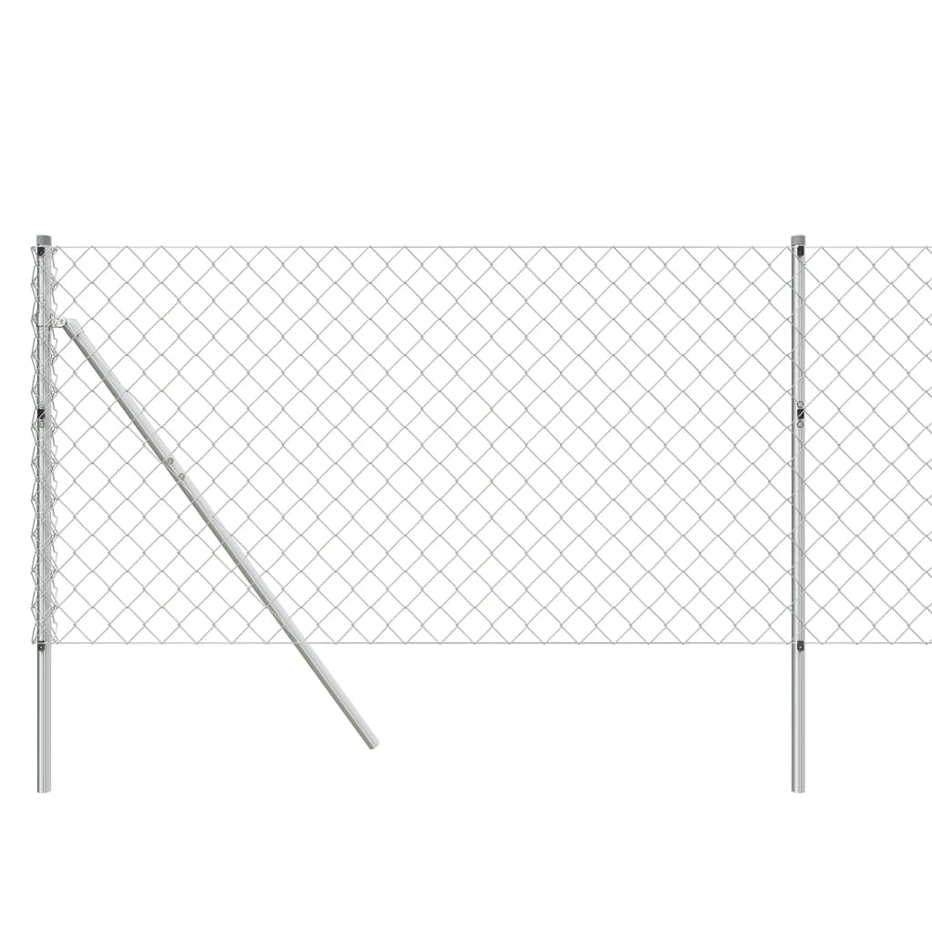 vidaXL Chain Link Fence Silver 0.8x25 m