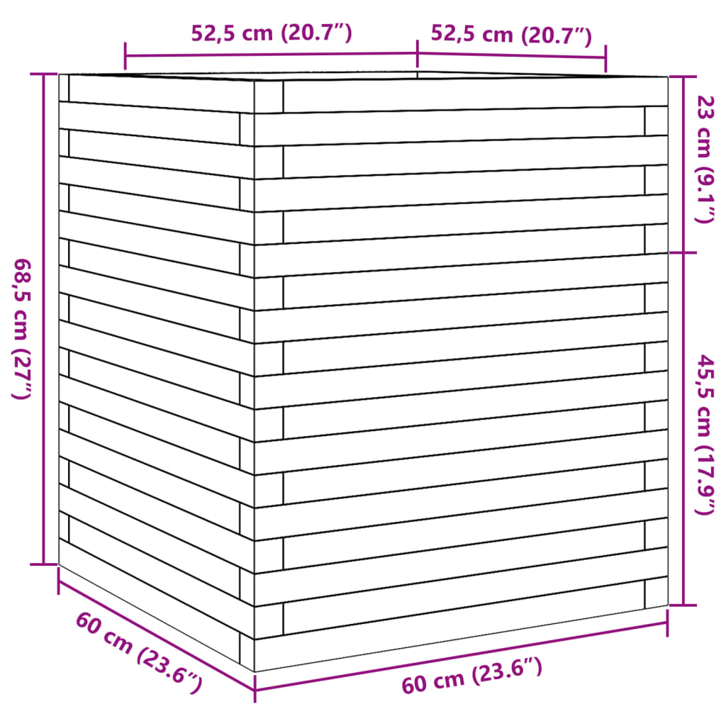 vidaXL Garden Planter 60x60x68.5 cm Impregnated Wood Pine