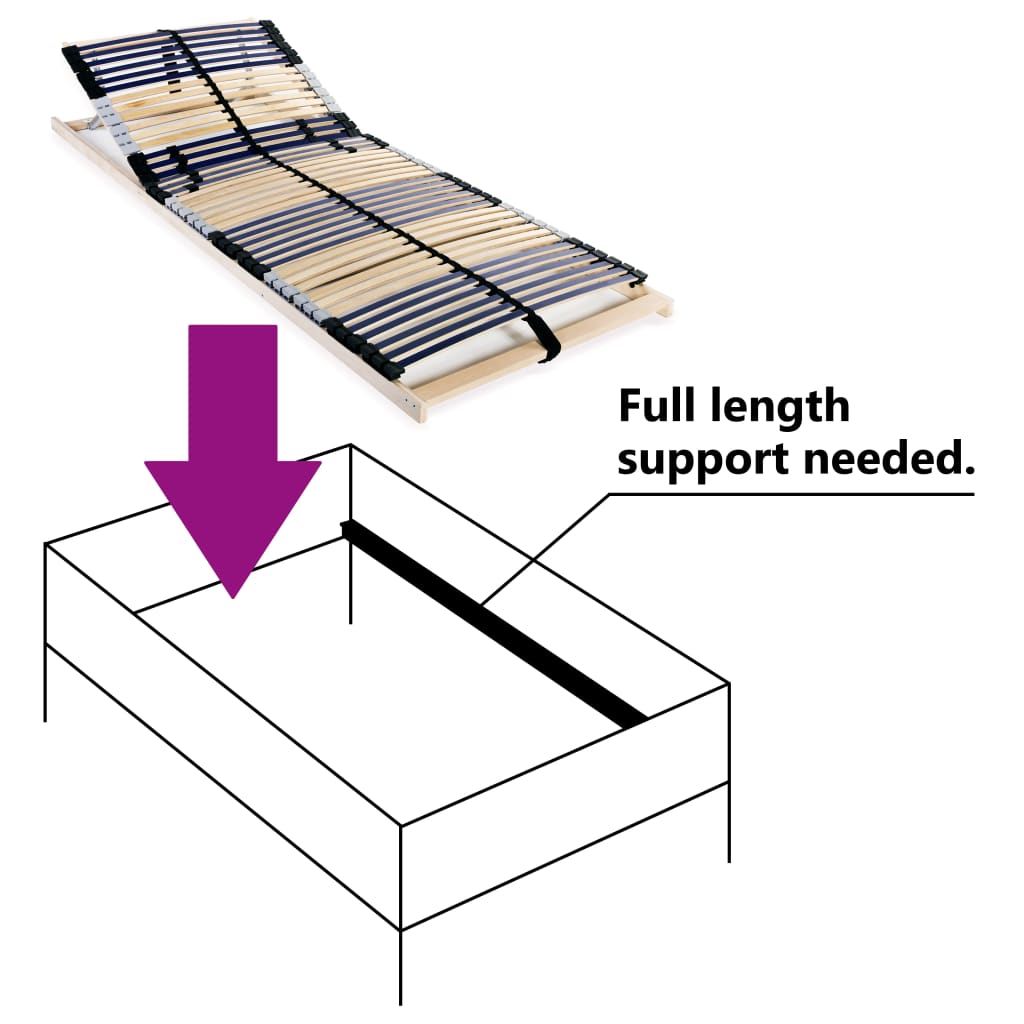 vidaXL Slatted Bed Base without Mattress with 42 Slats 7 Zones 80x200 cm