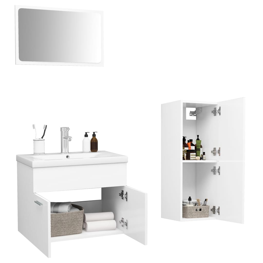 vidaXL Bathroom Furniture Set White Engineered Wood