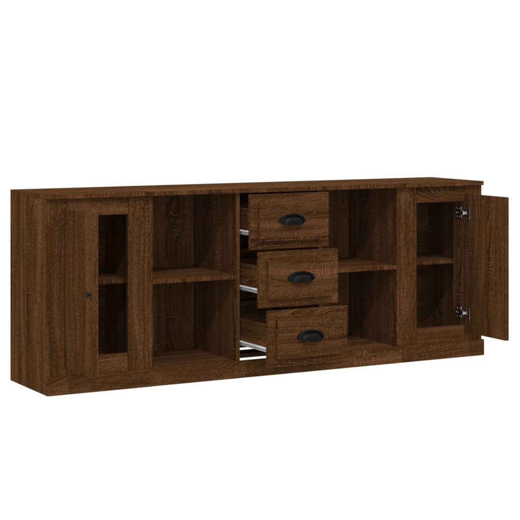 vidaXL Sideboards 3 pcs Brown Oak Engineered Wood