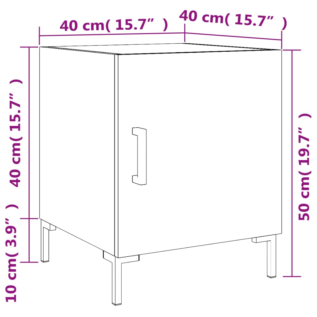 vidaXL Bedside Cabinets 2 pcs White 40x40x50 cm Engineered Wood