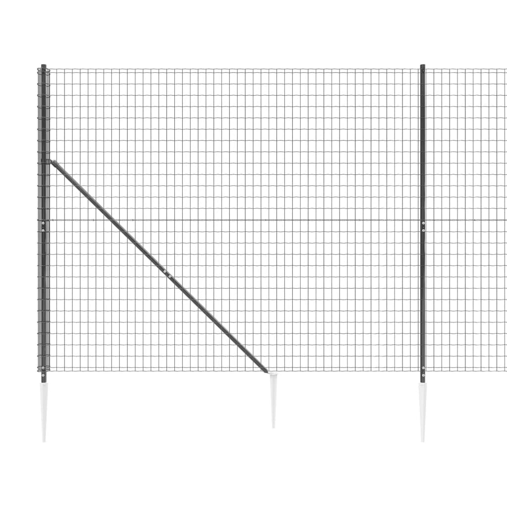 vidaXL Wire Mesh Fence with Spike Anchors Anthracite 1.8x10 m