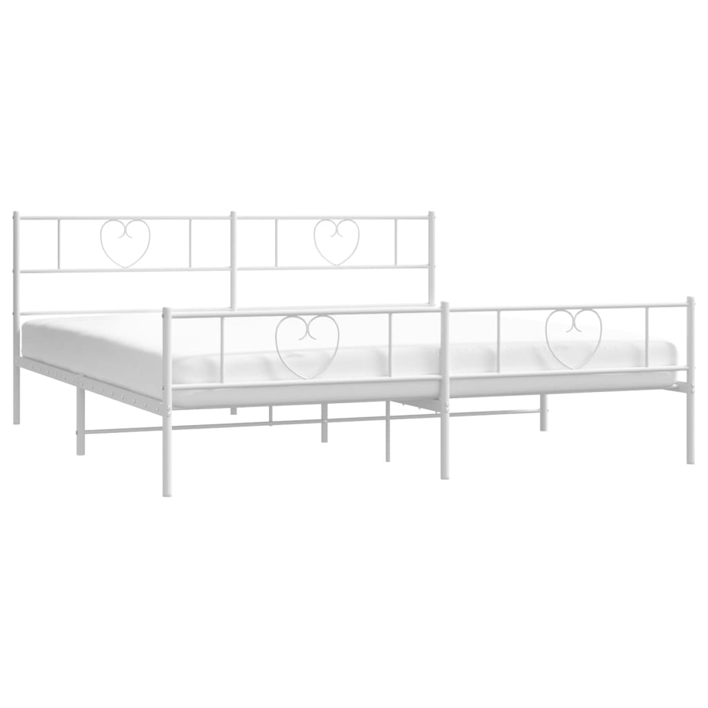 vidaXL Metal Bed Frame without Mattress with Footboard White 183x213 cm