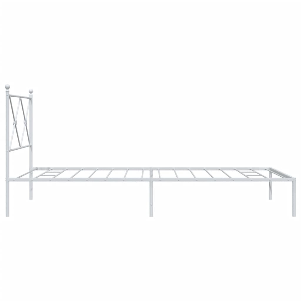 vidaXL Metal Bed Frame without Mattress with Headboard White 100x200 cm