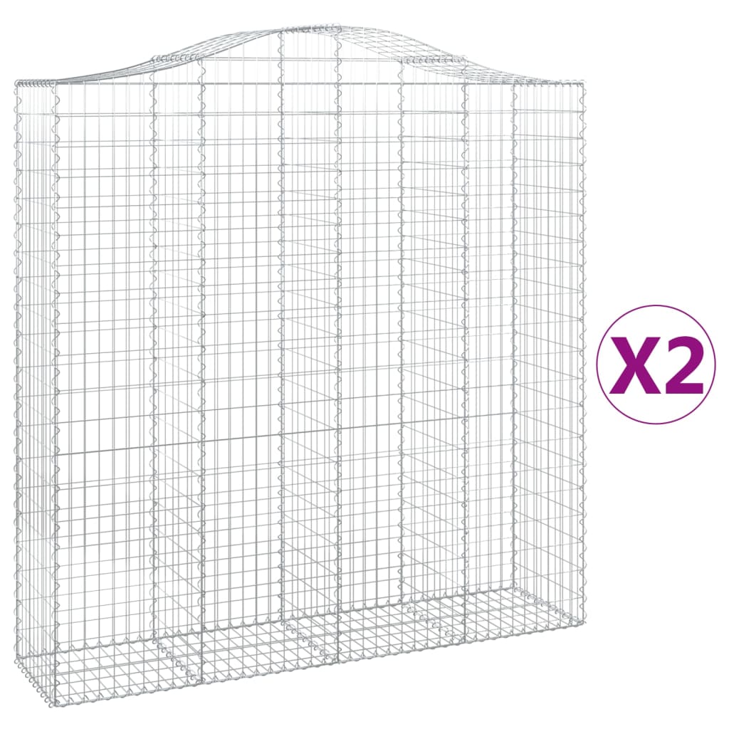 vidaXL Arched Gabion Baskets 2 pcs 200x50x200/220 cm Galvanised Iron