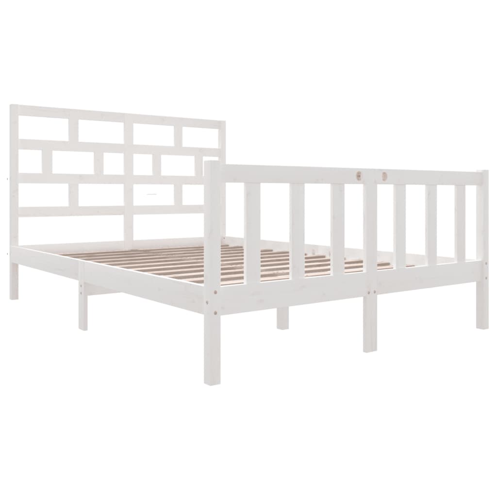 vidaXL Bed Frame without Mattress White Solid Wood 120x200 cm (810078+814185)