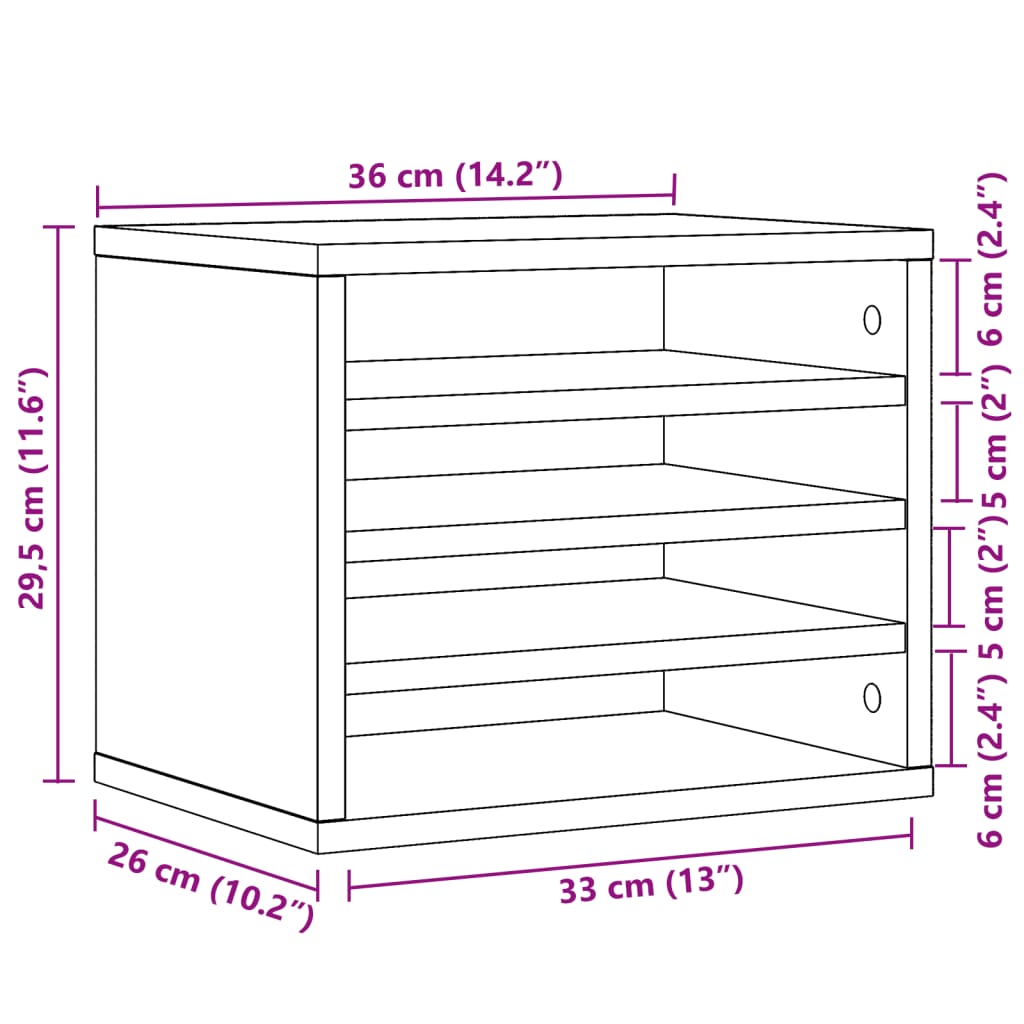 vidaXL Desk Organiser Concrete Grey 36x26x29.5 cm Engineered wood