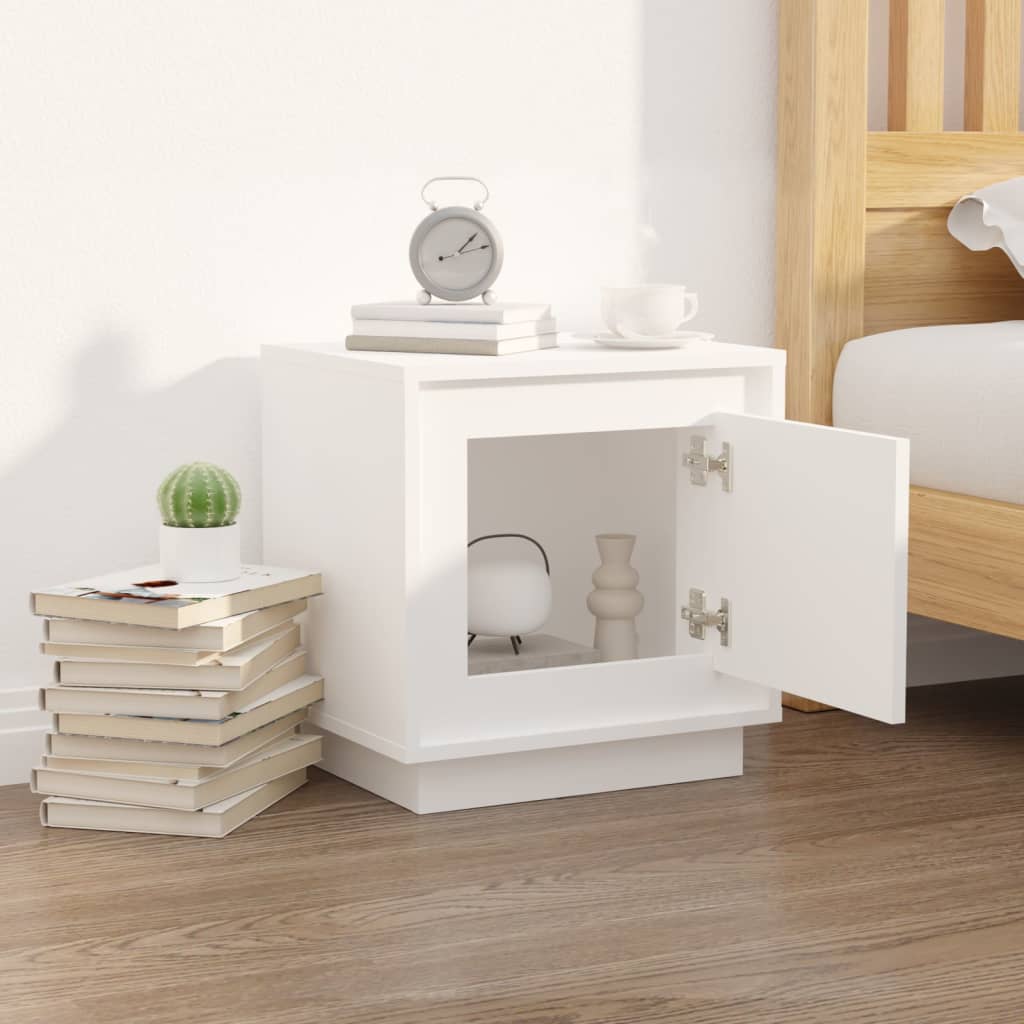 vidaXL Bedside Cabinet White 44x35x45 cm Engineered Wood