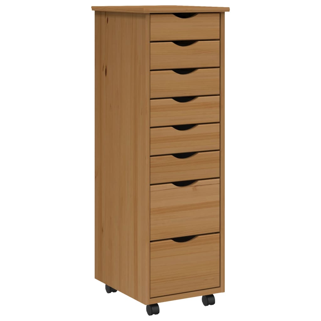 vidaXL Rolling Cabinet with Drawers MOSS Honey Brown Solid Wood Pine