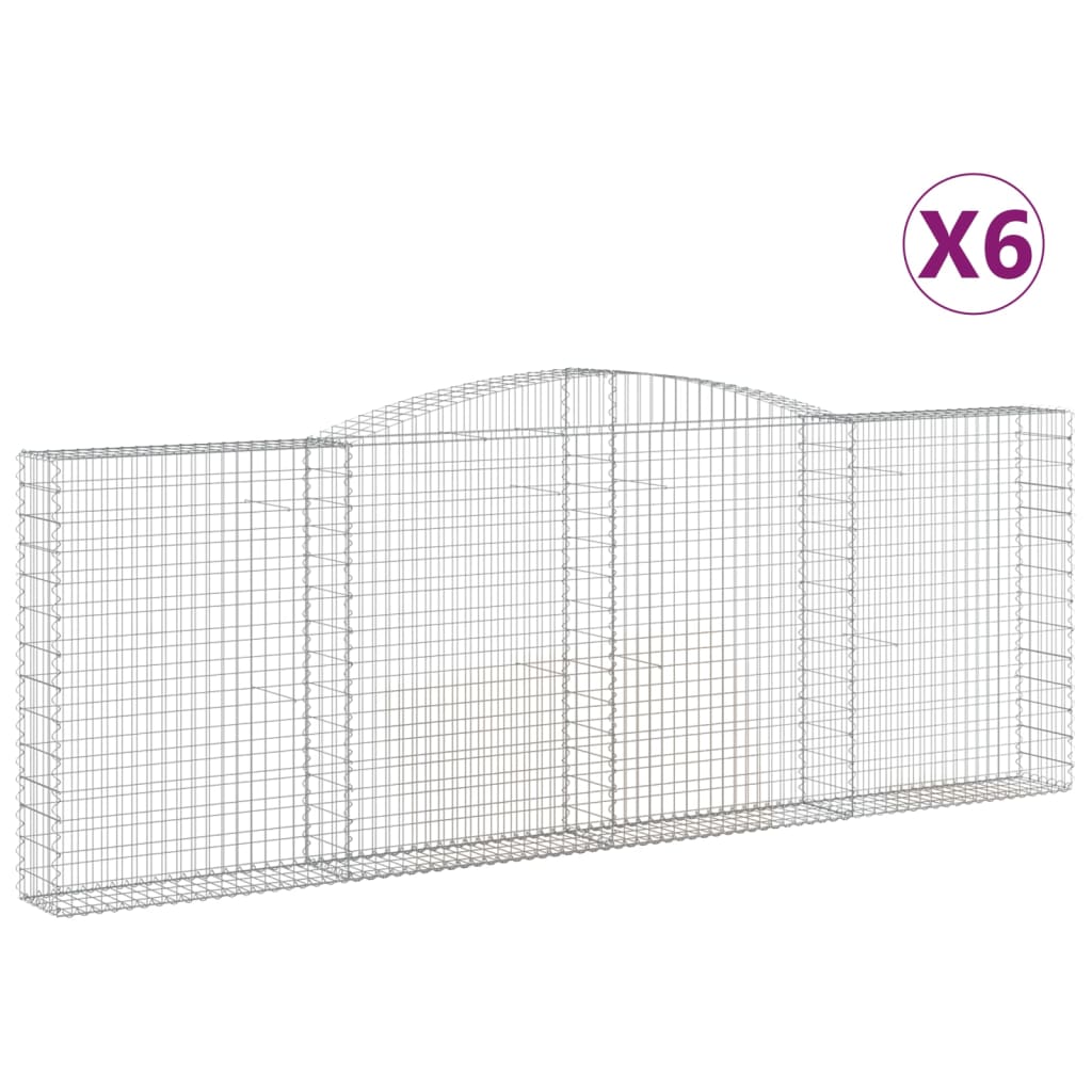 vidaXL Arched Gabion Baskets 6 pcs 400x30x140/160 cm Galvanised Iron