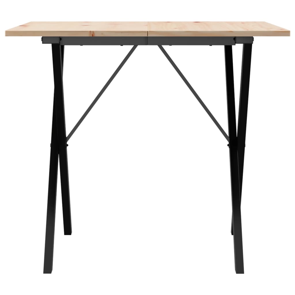 vidaXL Dining Table X-Frame 80x80x75 cm Solid Wood Pine and Cast Iron