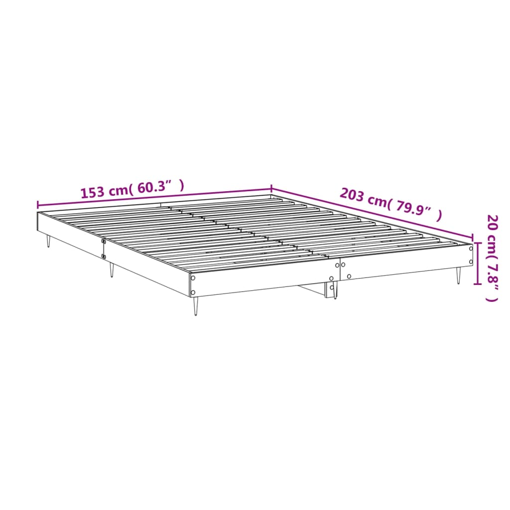 vidaXL Bed Frame without Mattress Smoked Oak 150x200 cm King Size Engineered Wood