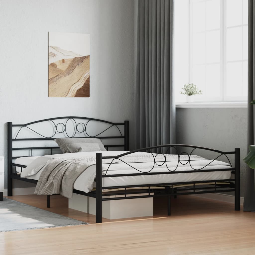 vidaXL Bed Frame without Mattress Black Steel 140x200 cm