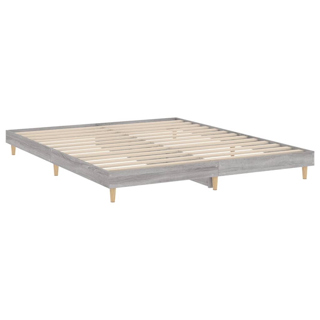 vidaXL Bed Frame without Mattress Grey Sonoma 160x200 cm Engineered Wood