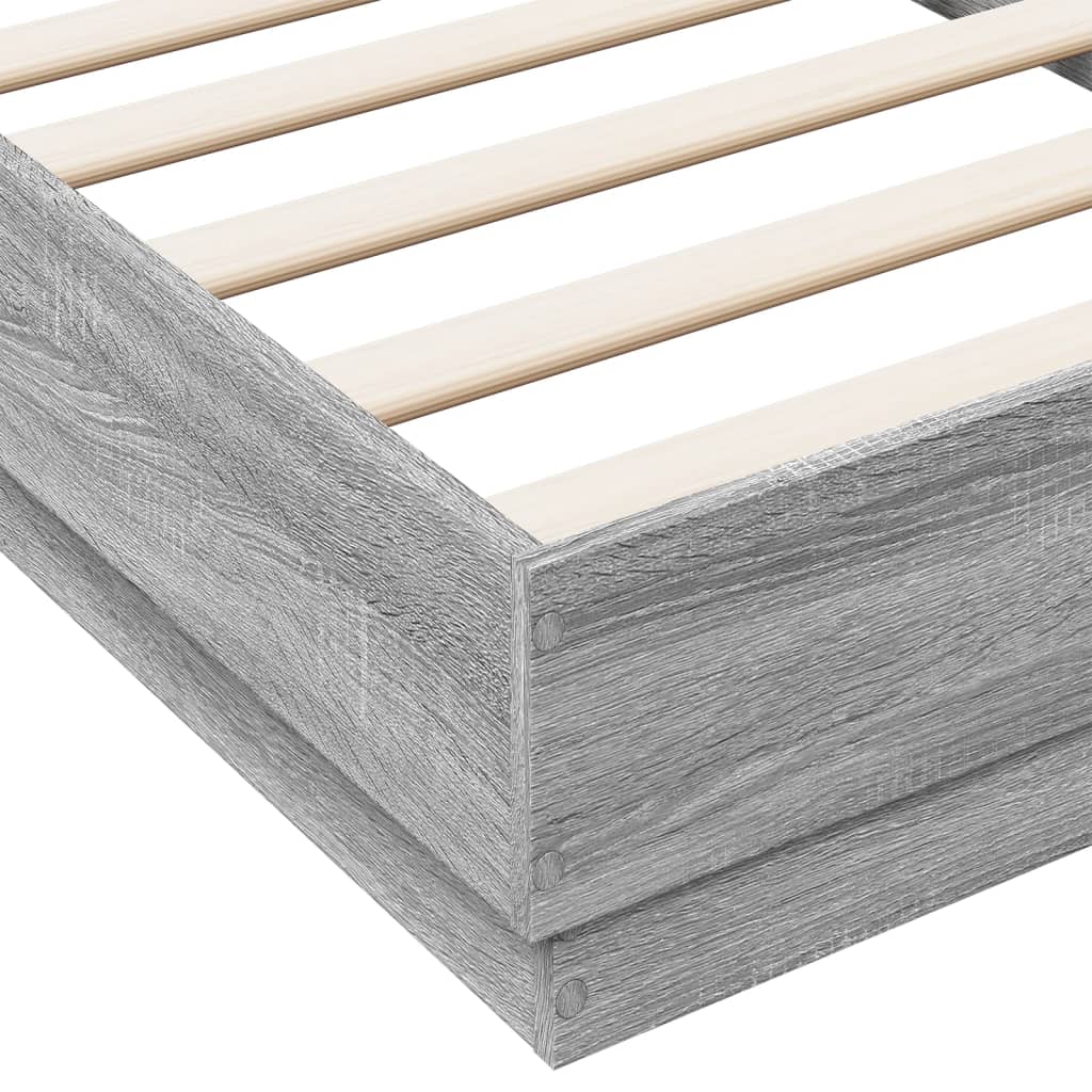 vidaXL Bed Frame without Mattress Grey Sonoma 90x190 cm Single Engineered Wood