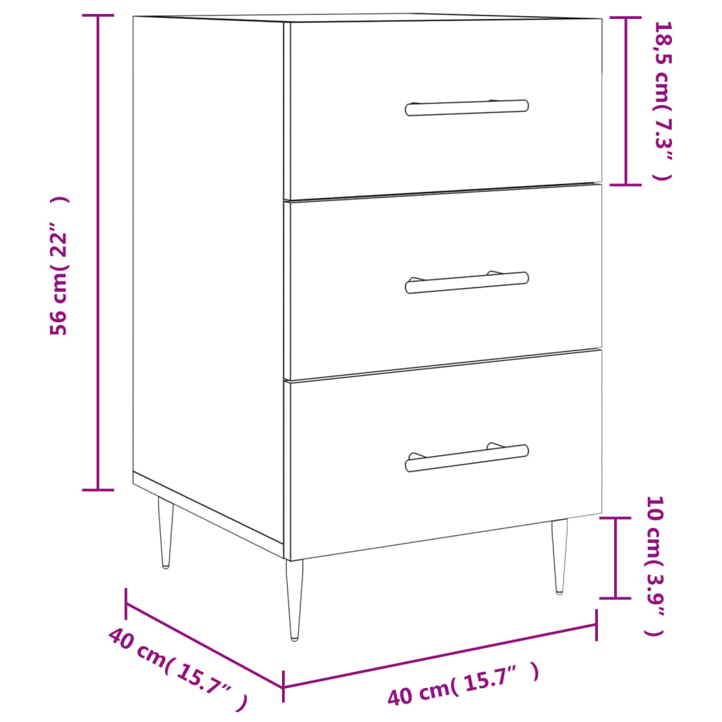 vidaXL Bedside Cabinet Sonoma Oak 40x40x66 cm Engineered Wood