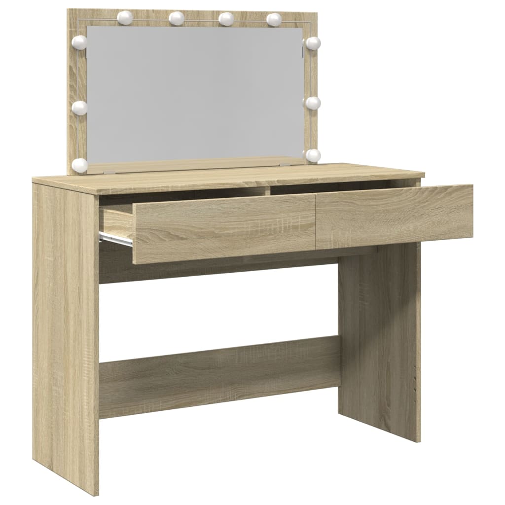 vidaXL Dressing Table with LED Sonoma Oak 100x40x120 cm