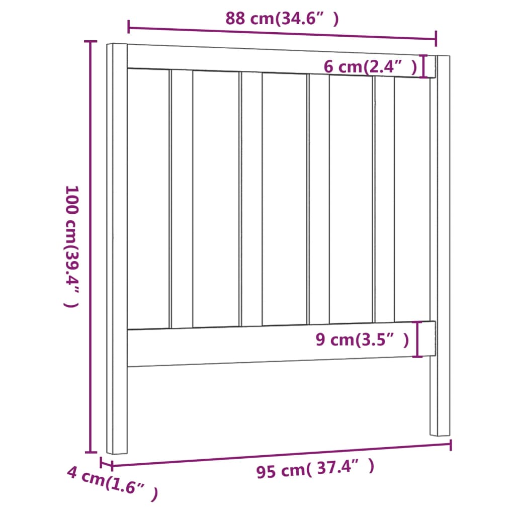 vidaXL Bed Headboard White 95x4x100 cm Solid Wood Pine