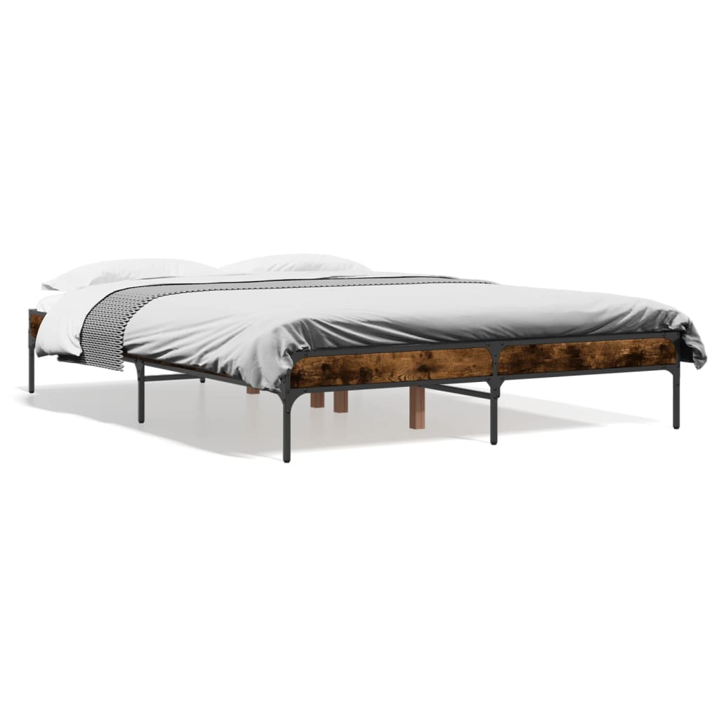 vidaXL Bed Frame without Mattress Smoked Oak 135x190 cm Double