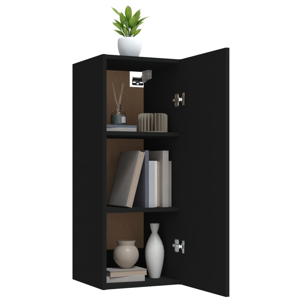 vidaXL Hanging Wall Cabinet Black 34.5x34x90 cm Engineered Wood