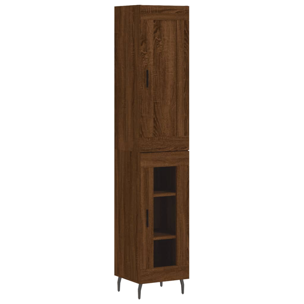 vidaXL Highboard Brown Oak 34.5x34x180 cm Engineered Wood