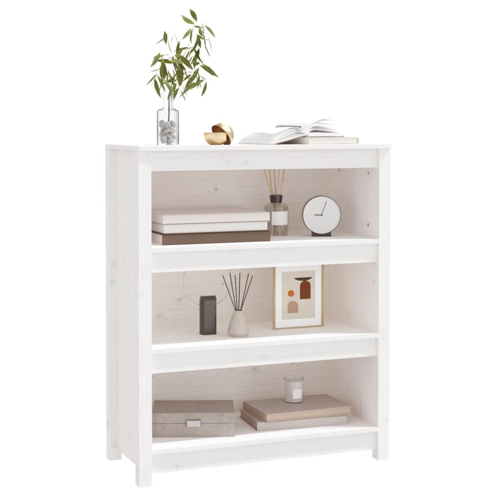 vidaXL Book Cabinet White 80x35x97 cm Solid Wood Pine