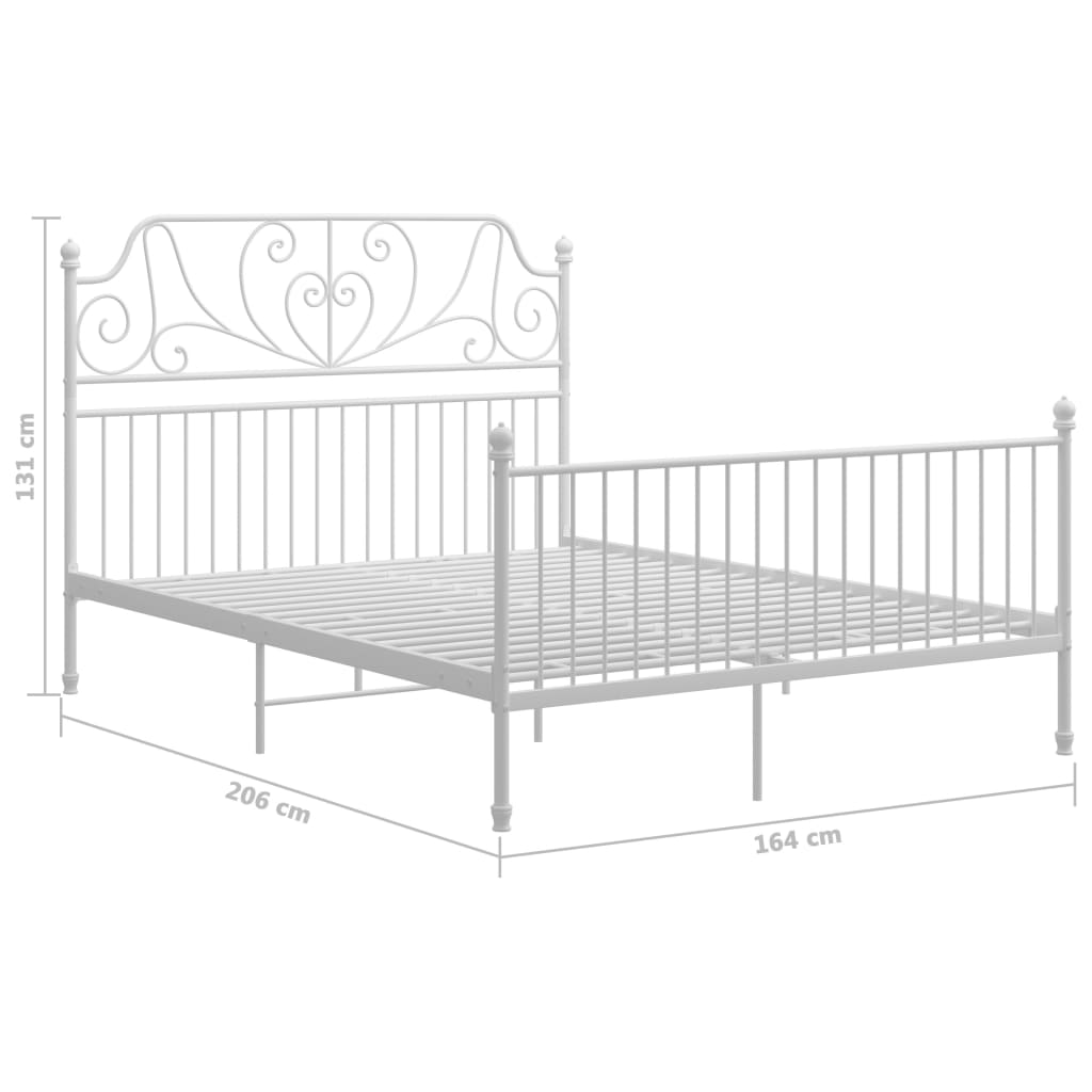 vidaXL Bed Frame with Headboard without Mattress White 160x200 cm Metal