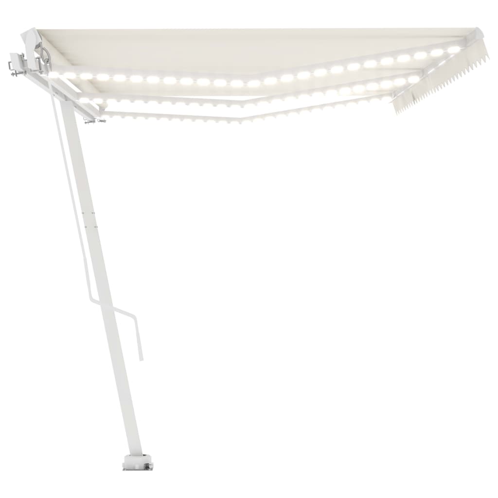 vidaXL Manual Retractable Awning with LED 600x300 cm Cream