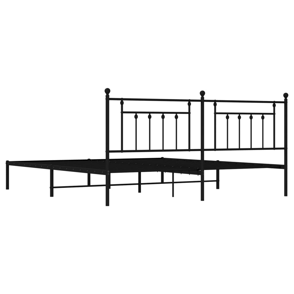 vidaXL Metal Bed Frame without Mattress with Headboard Black 193x203 cm