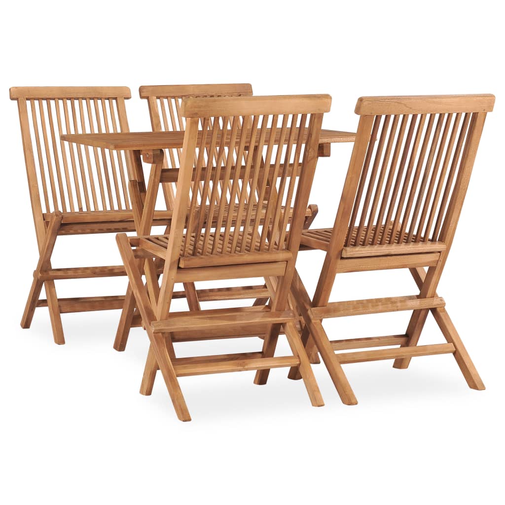 vidaXL 5 Piece Folding Outdoor Dining Set Solid Teak Wood