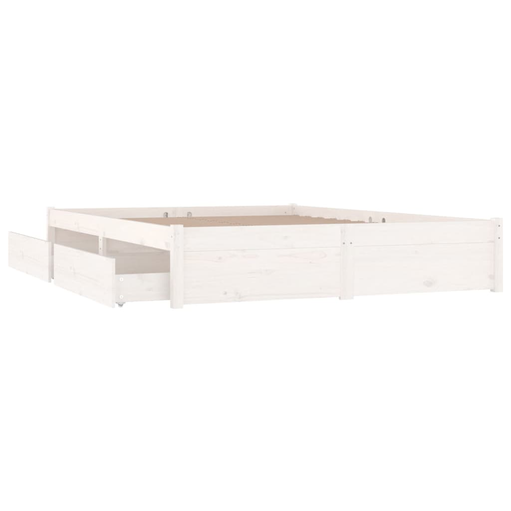 vidaXL Bed Frame without Mattress with Drawers White 140x190 cm (814930+814995)