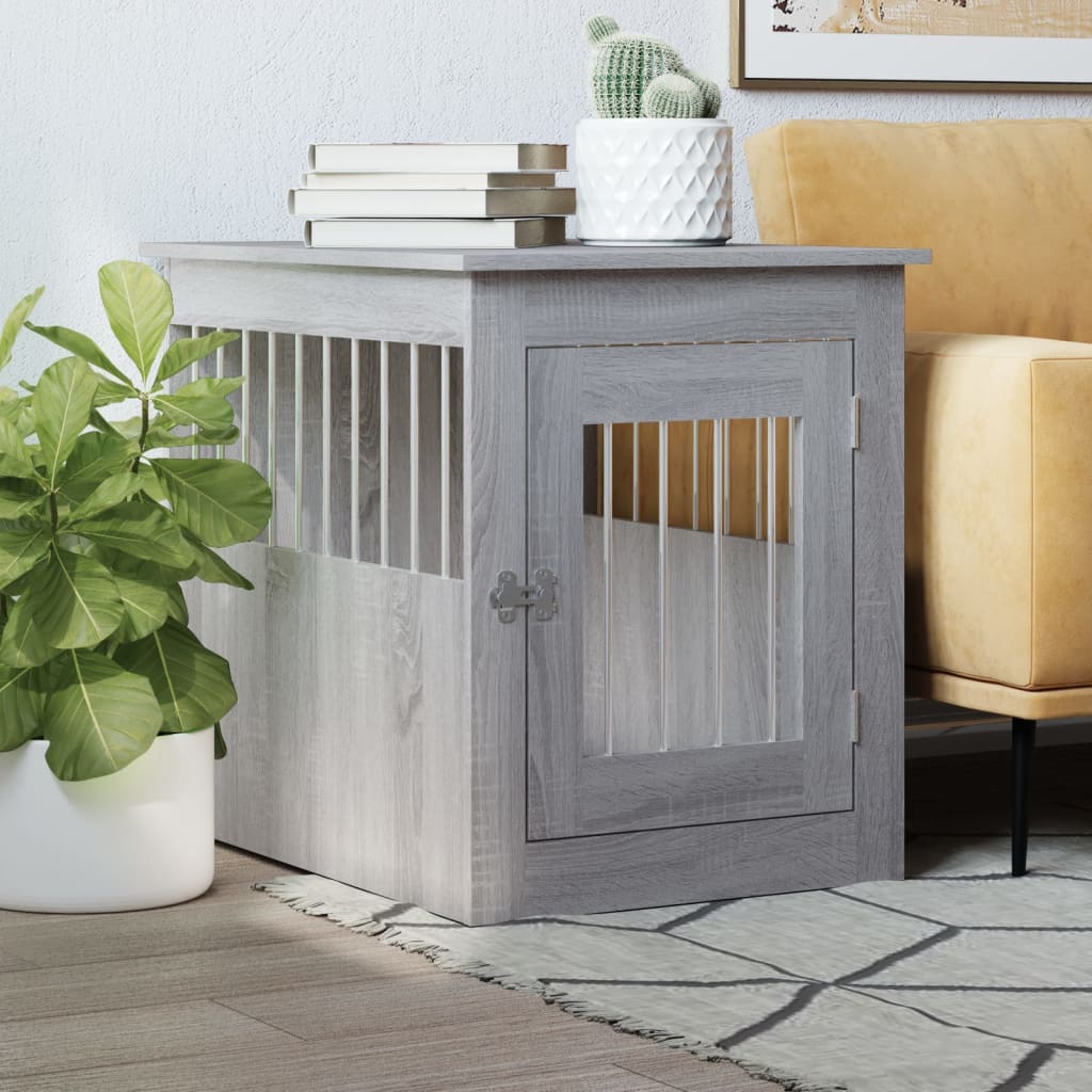 vidaXL Dog Crate Furniture Grey Sonoma 55x75x65 cm Engineered Wood